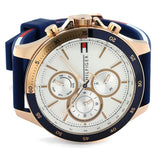 Tommy Hilfiger Bank Multifunction Quartz White Dial Blue Rubber Strap Watch for Men - 1791778 Buy Now By Tommy Hilfiger