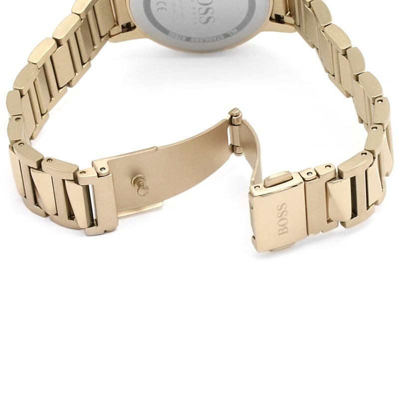 Hugo Boss Signature Gold Dial Gold Stainless Steel Strap Watch for Women - 1502540 Buy Now By Hugo Boss