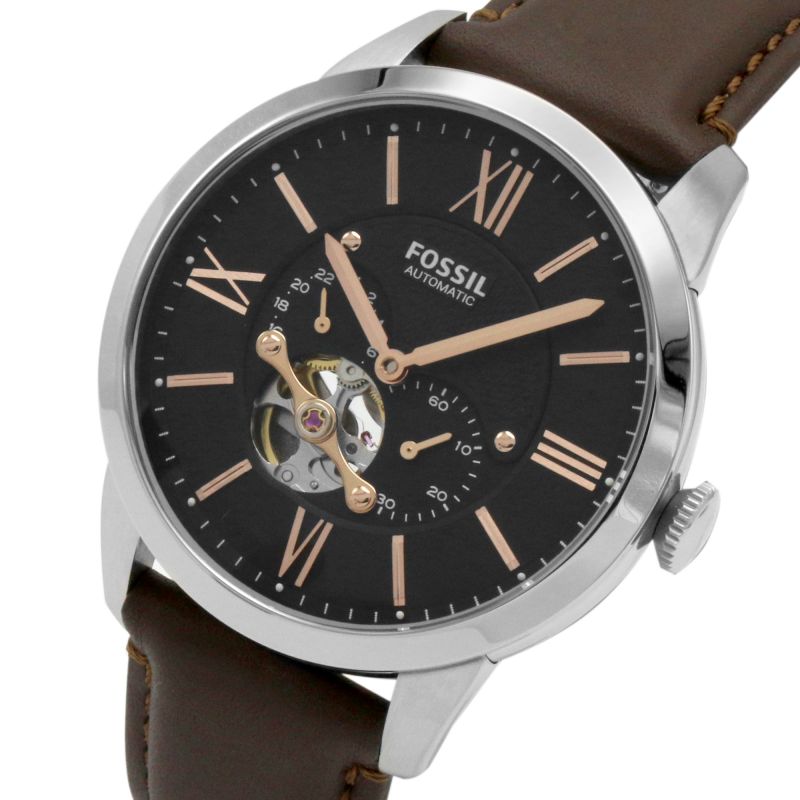 Fossil Townsman Automatic Black Dial Brown Leather Strap Watch for Men - ME3061 Buy Now By Fossil