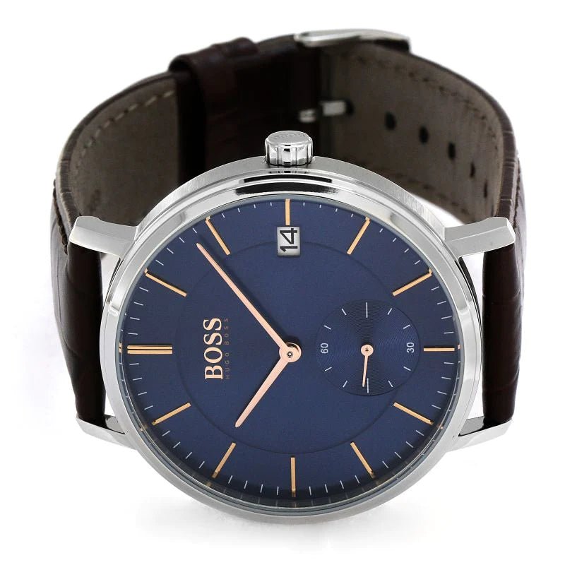 Hugo Boss Corporal Blue Dial Brown Leather Strap Watch for Men - 151363 Buy Now By Hugo Boss