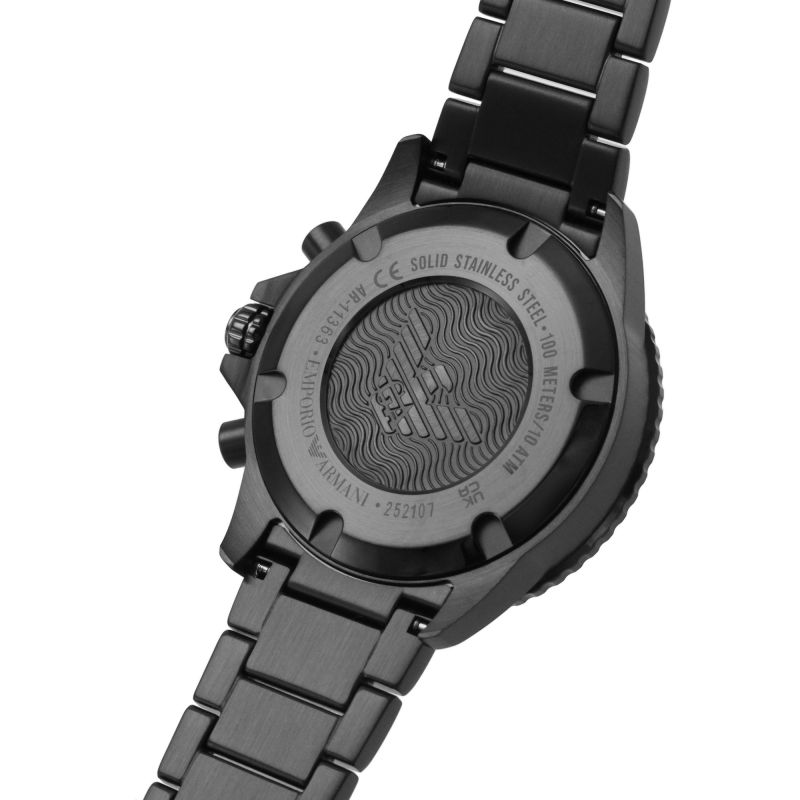 Emporio Armani Diver Chronograph Black Dial Black Steel Strap Watch For Men - AR11363 Buy Now By Emporio Armani