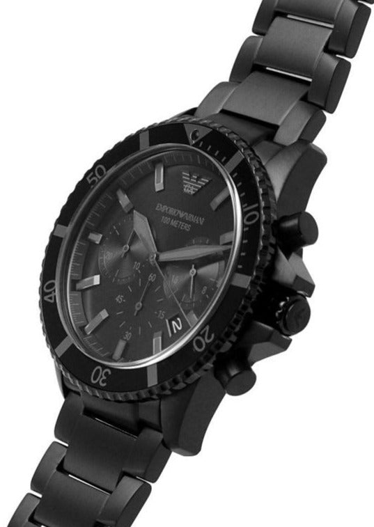 Emporio Armani Diver Chronograph Black Dial Black Steel Strap Watch For Men - AR11363 Buy Now By Emporio Armani