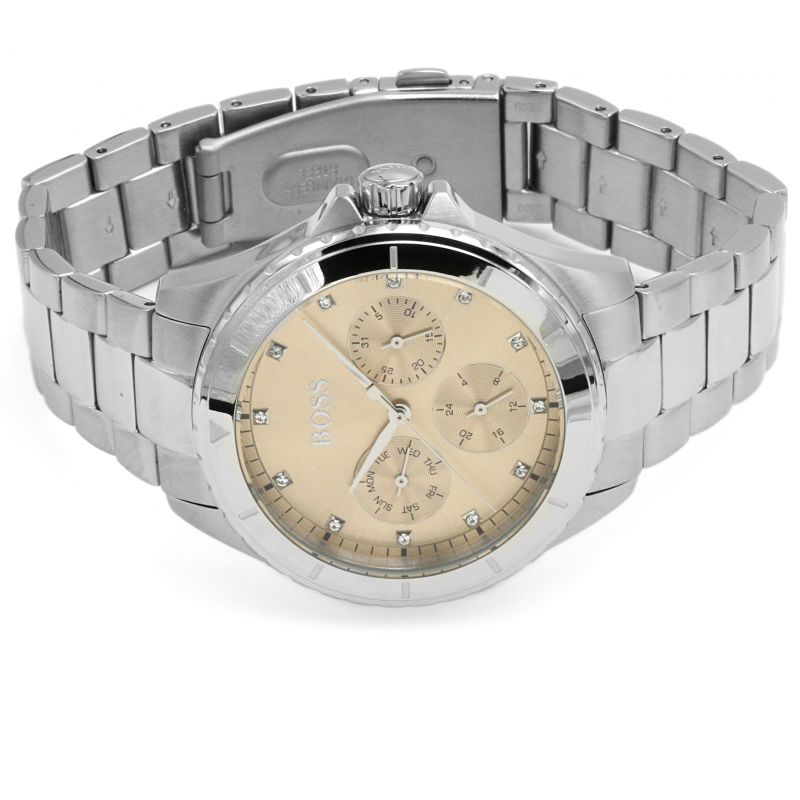 Hugo Boss Premiere Rose Gold Dial Silver Steel Strap Watch for Women - 1502444 Buy Now By Hugo Boss