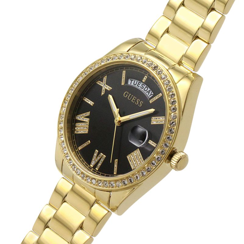 Guess Luna Diamonds Black Dial Gold Steel Strap Watch for Women - GW0307L2 Buy Now By Guess