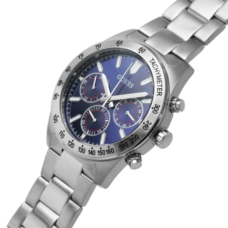 Guess Altitude Chronograph Blue Dial Silver Steel Strap Watch for Men - GW0329G1 Buy Now By Guess