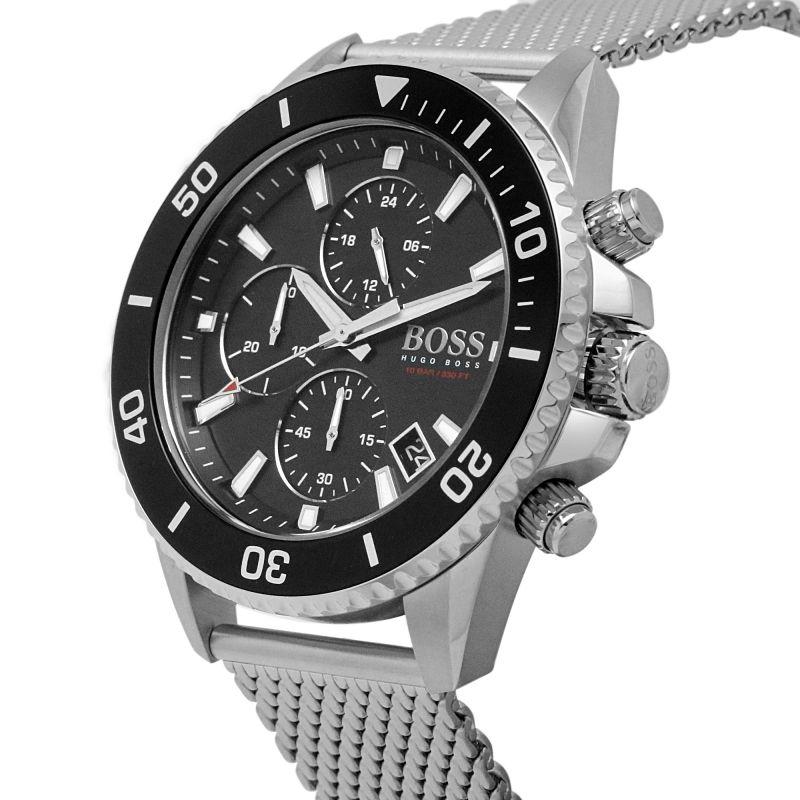 Hugo Boss Admiral Black Dial Silver Mesh Bracelet Watch for Men - 1513904 Buy Now By Hugo Boss