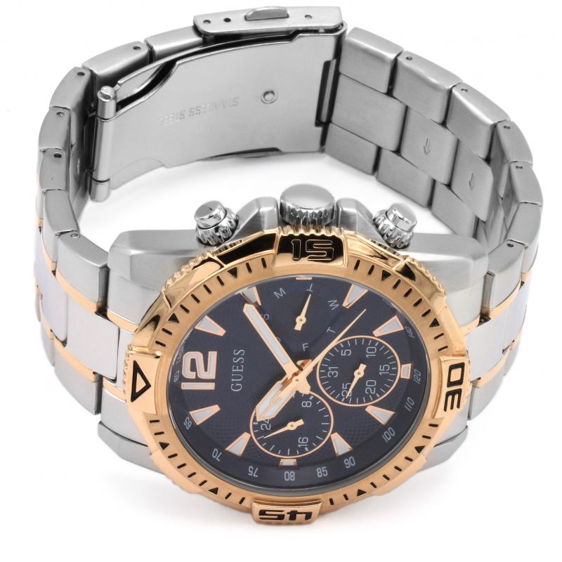 Guess Commander Chronograph Blue Dial Two Tone Steel Strap Watch for Men - GW0056G5 Buy Now By Guess