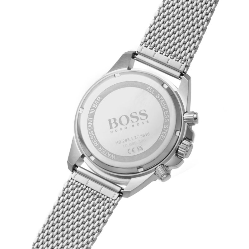 Hugo Boss Admiral Black Dial Silver Mesh Bracelet Watch for Men - 1513904 Buy Now By Hugo Boss