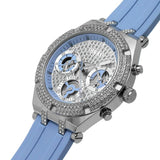 Guess Heiress Diamonds Blue Dial Blue Rubber Strap Watch for Women - GW0407L1 Buy Now By Guess