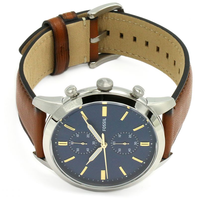 Fossil Townsman Chronograph Blue Dial Brown Leather Strap Watch for Men - FS5279 Buy Now By Fossil