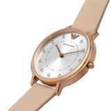 Emporio Armani Kappa Rose Gold & White Dial Beige Nude Leather Strap Watch For Women - AR2510 Buy Now By Emporio Armani