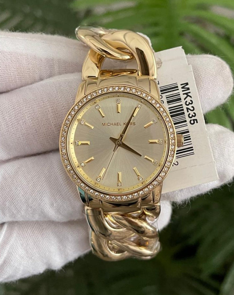 Michael Kors Nini Three Hand Gold Dial Gold Steel Strap Watch For Women - MK3235 Buy Now By Michael Kors