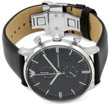 Emporio Armani Gianni Chronograph Black Dial Black Leather Strap Watch For Men - AR0397 Buy Now By Emporio Armani