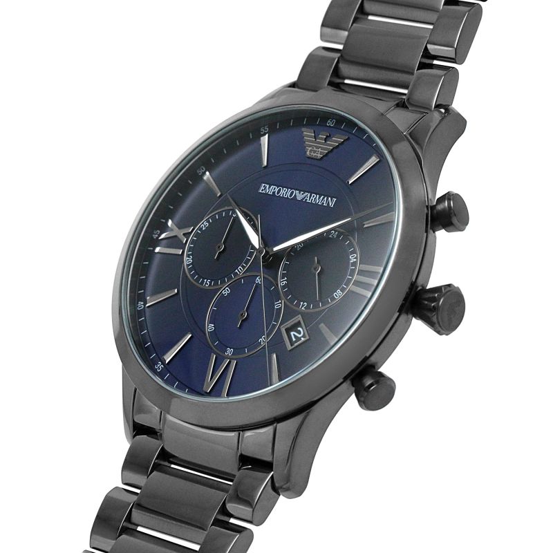 Emporio Armani Giovanni Chronograph Blue Dial Grey Steel Strap Watch For Men - AR11348 Buy Now By Emporio Armani