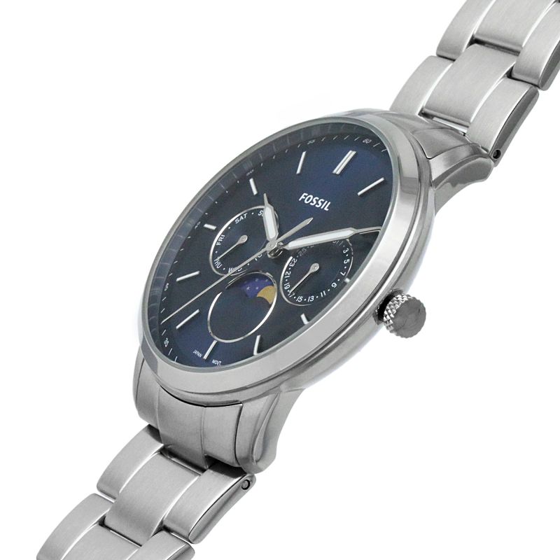 Fossil Neutra Minimalist Moonphase Blue Dial Silver Steel Strap Watch for Men - FS5907 Buy Now By Fossil