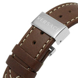 Versace Greca Sport Analog Blue Dial Brown Leather Strap Watch For Men - VEZ300121 Buy Now By Versace