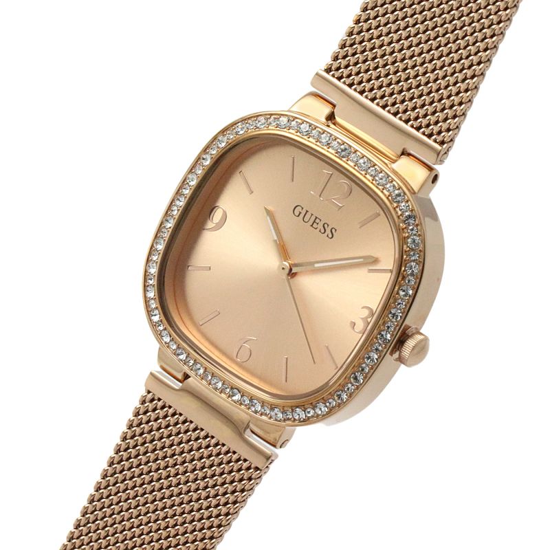 Guess Tapestry Diamonds Rose Gold Dial Rose Gold Mesh Bracelet Watch for Women - GW0354L3 Buy Now By Guess