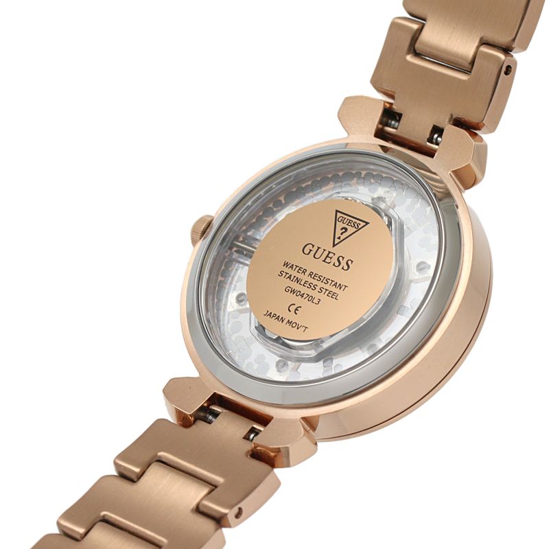 Guess Crystal Clear Rose Gold Dial Rose Gold Steel Strap Watch for Women - GW0470L3 Buy Now By Guess