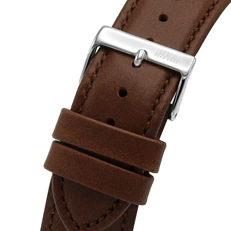Hugo Boss Skymaster White Dial Brown Leather Strap Watch for Men - 1513786 Buy Now By Hugo Boss
