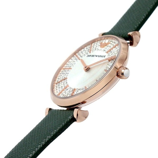 Emporio Armani Pro Planet Analog Silver Dial Green Leather Strap Watch For Women - AR11517 Buy Now By Emporio Armani