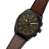 Fossil Everett Chronograph Black Dial Brown Leather Strap Watch for Men - FS5798 Buy Now By Fossil
