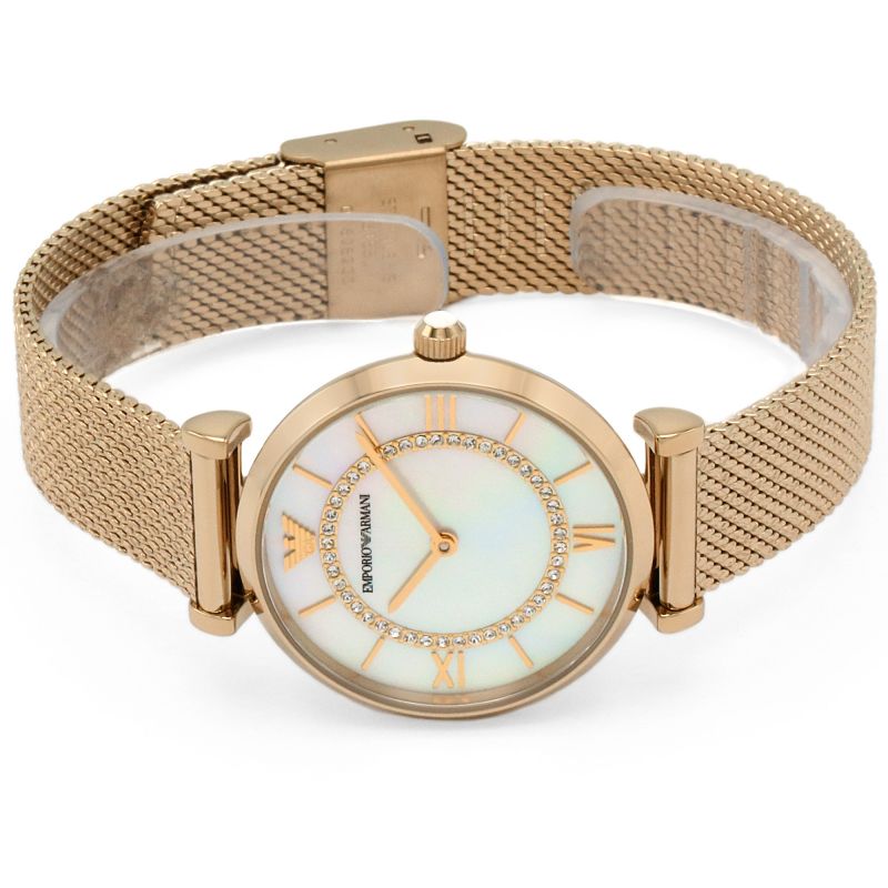 Emporio Armani Gianni T Bar Mother of Pearl Dial Gold Mesh Bracelet Watch For Women - AR11321 Buy Now By Emporio Armani