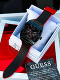 Guess Phoenix Multifunction Black Dial Black & Red Rubber Strap Watch for Men - GW0202G7 Buy Now By Guess