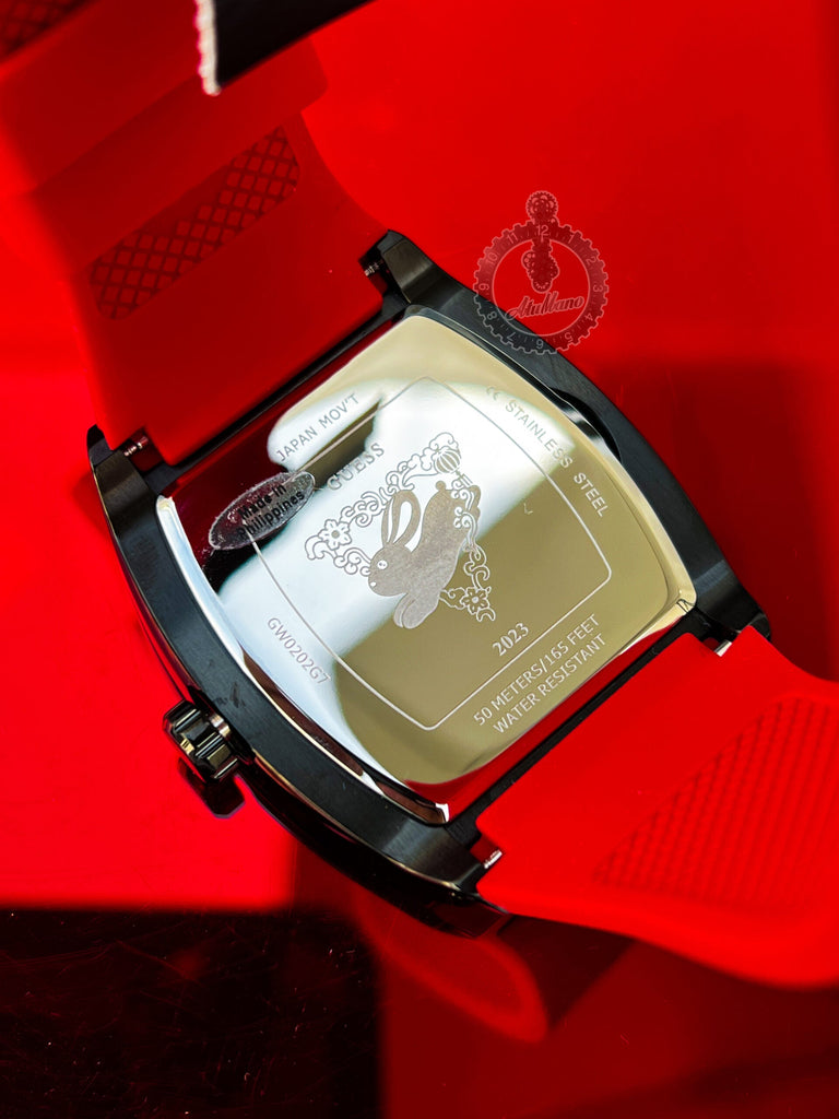 Guess Phoenix Multifunction Black Dial Black & Red Rubber Strap Watch for Men - GW0202G7 Buy Now By Guess