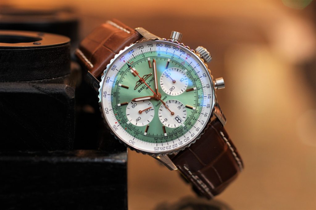 Breitling Navitimer B01 Chronograph 41 Green Dial Brown Leather Strap Watch for Men - AB0139211L1P1 Buy Now By Breitling