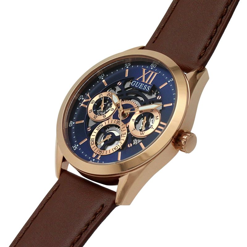 Guess Tailor Analog Blue Dial Brown Leather Strap Watch for Men - GW0389G3 Buy Now By Guess