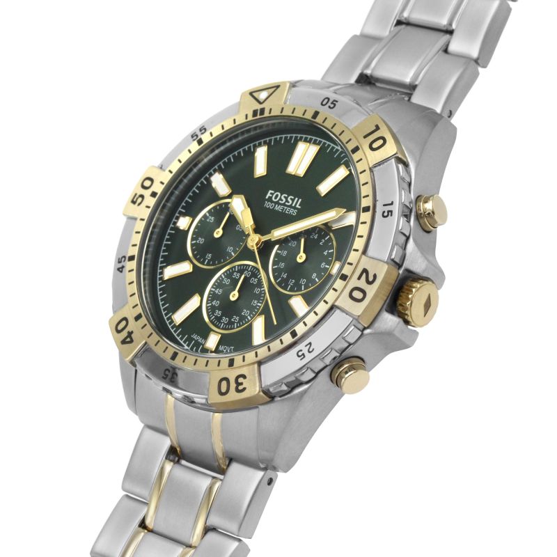Fossil Garrett Chronograph Green Dial Two Tone Steel Strap Watch for Men - FS5622 Buy Now By Fossil