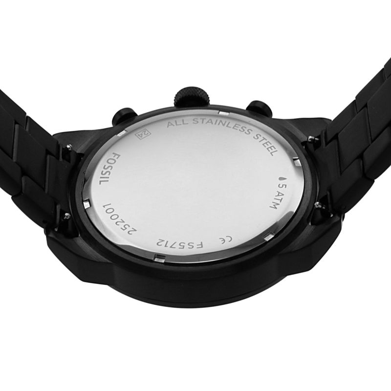 Fossil Bronson Chronograph Black Dial Black Steel Strap Watch for Men - FS5712 Buy Now By Fossil