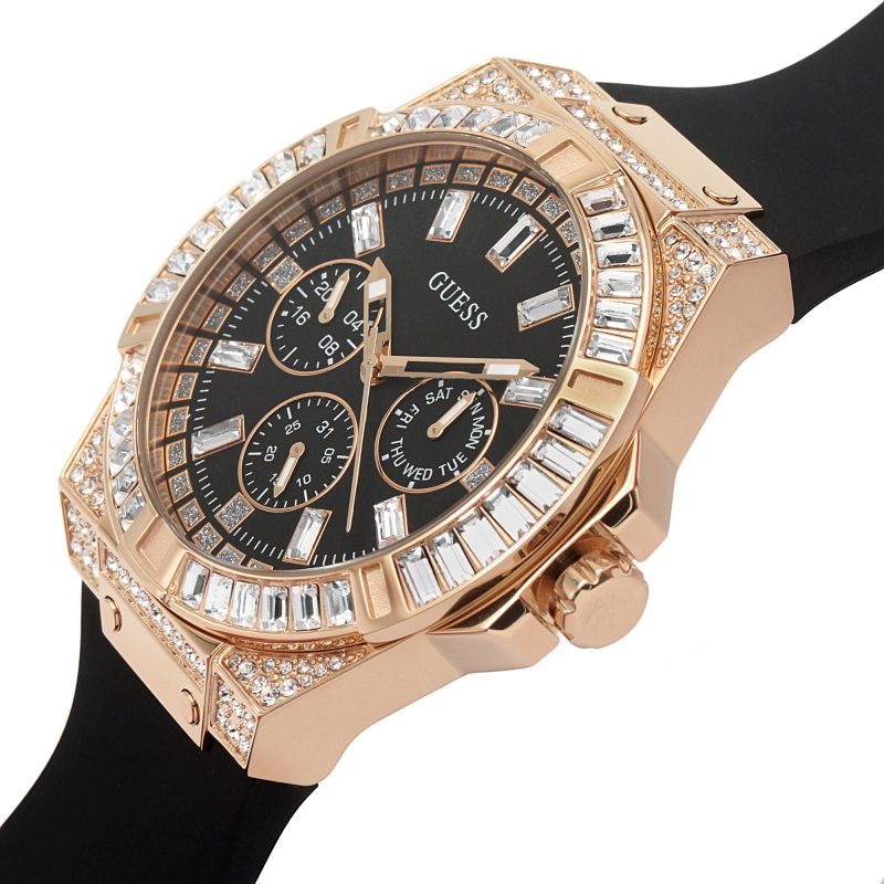 Guess Venus Diamonds Black Dial Black Rubber Strap Watch for Women - GW0118L2 Buy Now By Guess