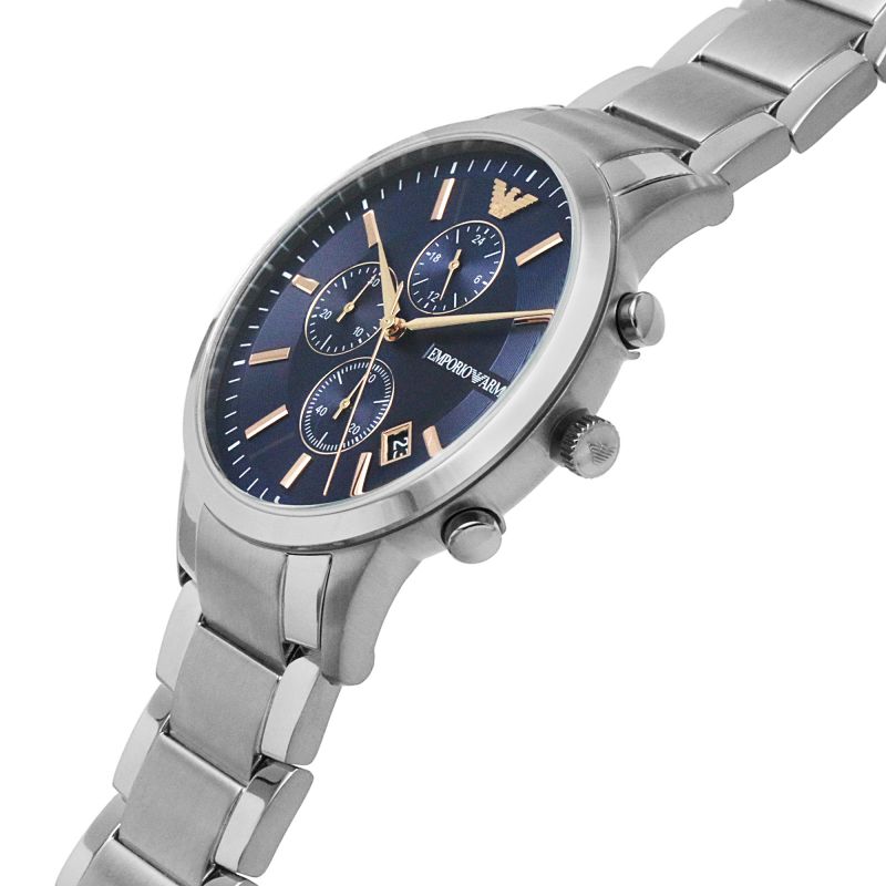 Emporio Armani Renato Chronograph Blue Dial Silver Steel Strap Watch For Men - AR11458 Buy Now By Emporio Armani
