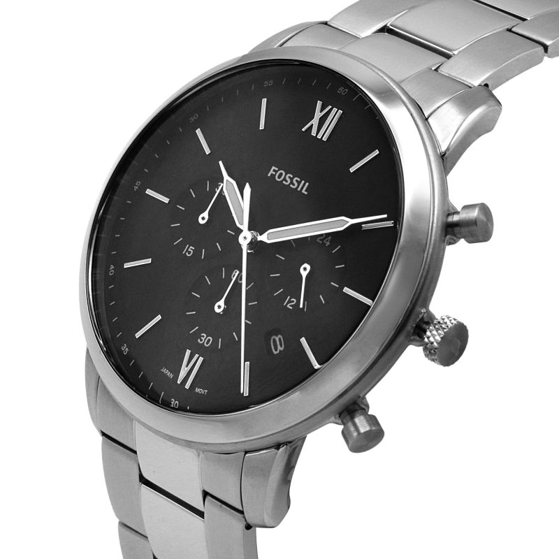Fossil Neutra Chronograph Black Dial Silver Steel Strap Watch for Men - FS5384 Buy Now By Fossil