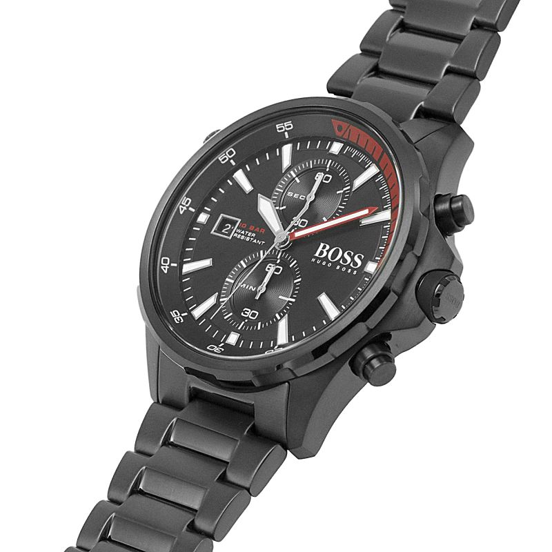 Hugo Boss Globetrotter Black Dial Black Steel Strap Watch for Men - 1513825 Buy Now By Hugo Boss