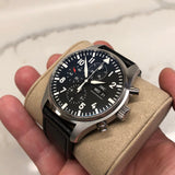 IWC Pilot's Watch Chronograph Black Dial Black Leather Strap Watch for Men - IW377709 Buy Now By IWC