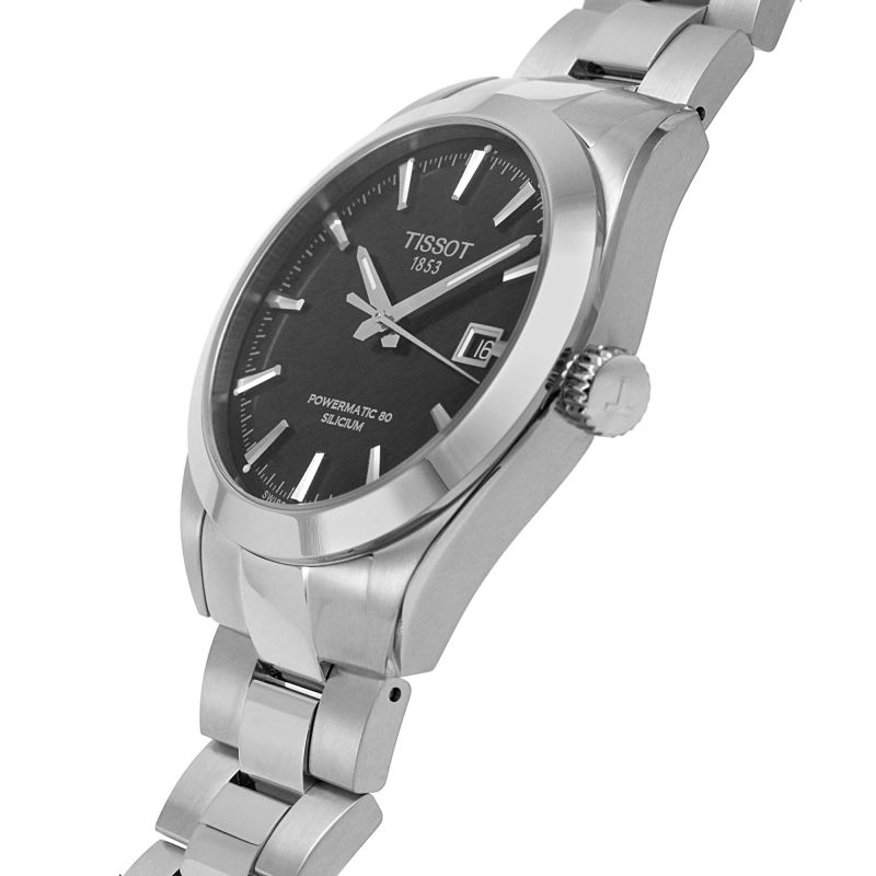 Tissot Gentleman Powermatic 80 Silicium Black Dial Silver Steel Strap Watch For Men - T127.407.11.051.00 Buy Now By Tissot