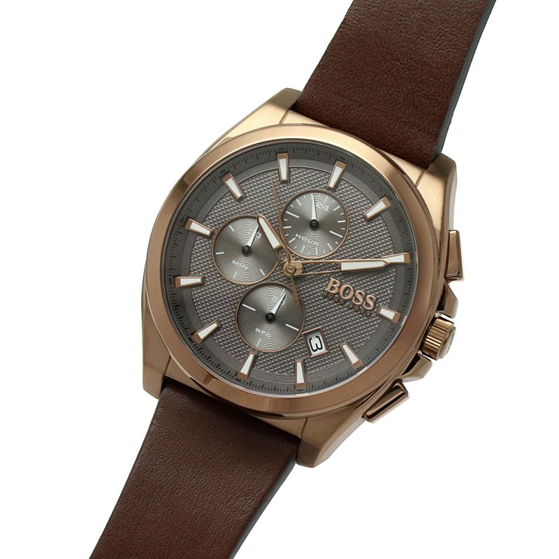 Hugo Boss Grandmaster Grey Dial Brown Leather Strap Watch for Men - 1513882 Buy Now By Hugo Boss