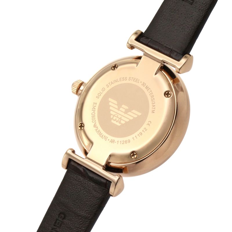 Emporio Armani Gianni T-Bar Silver Dial Brown Leather Strap Watch For Women - AR11269 Buy Now By Emporio Armani