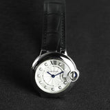 Cartier Ballon Bleu de Cartier Diamonds Silver Dial Black Leather Strap Watch for Women - W4BB0008 Buy Now By Cartier