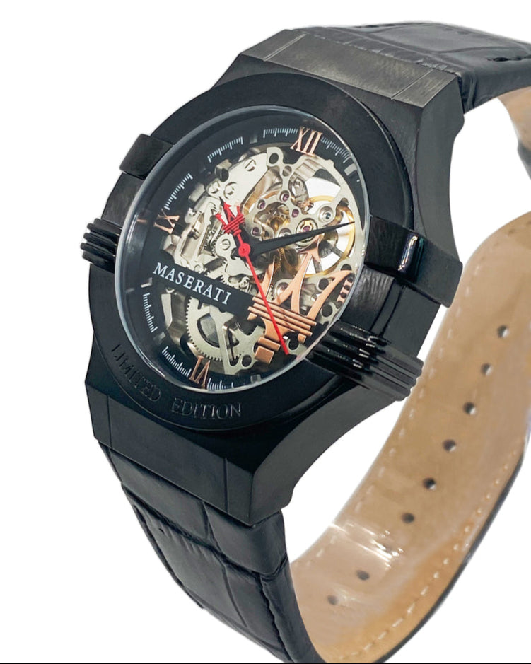 Maserati Automatic Skeleton Black Dial Black Leather Strap Watch For Men - R8821108021 Buy Now By Maserati