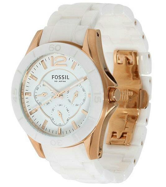 Fossil Ceramic Multifunction White Dial White Steel Strap Watch for Women - CE1006 Buy Now By Fossil