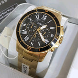 Fossil Inscription Automatic Black Dial Gold Steel Strap Watch for Men - FS5267 Buy Now By Fossil