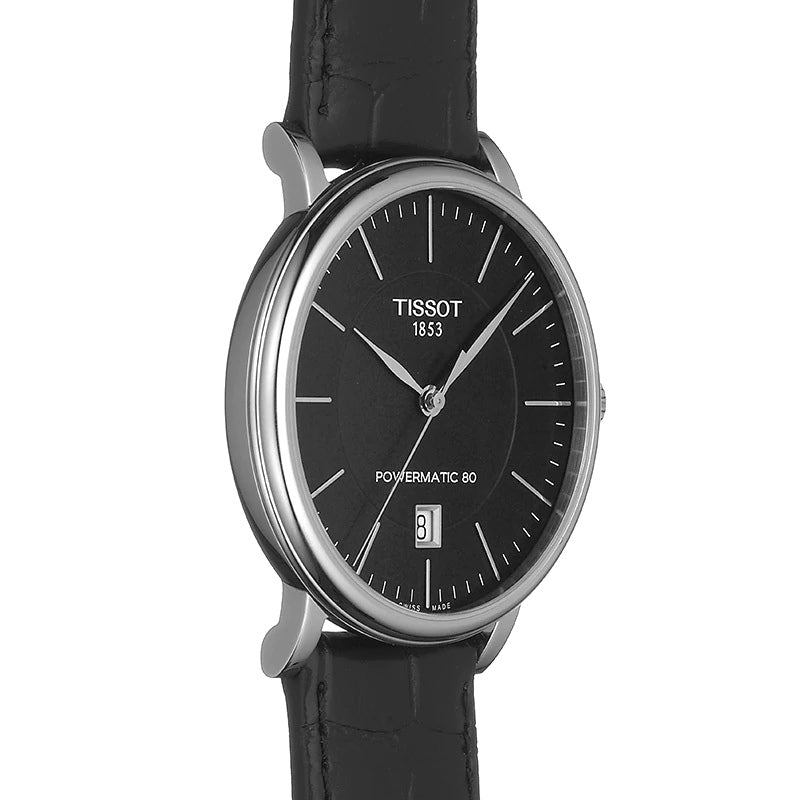 Tissot Carson Premium Powermatic 80 Black Dial Black Leather Strap Watch For Men - T122.407.16.051.00 Buy Now By Tissot