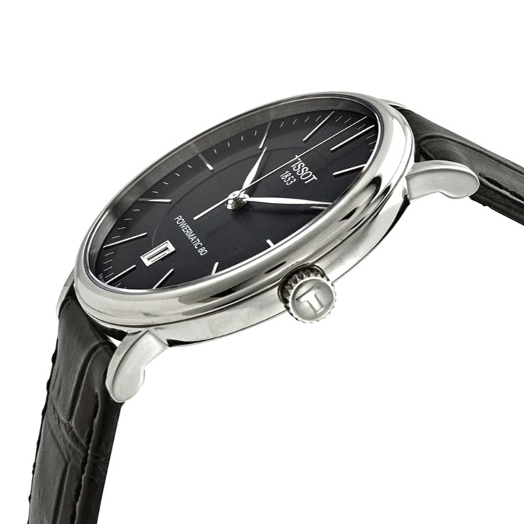 Tissot Carson Premium Powermatic 80 Black Dial Black Leather Strap Watch For Men - T122.407.16.051.00 Buy Now By Tissot