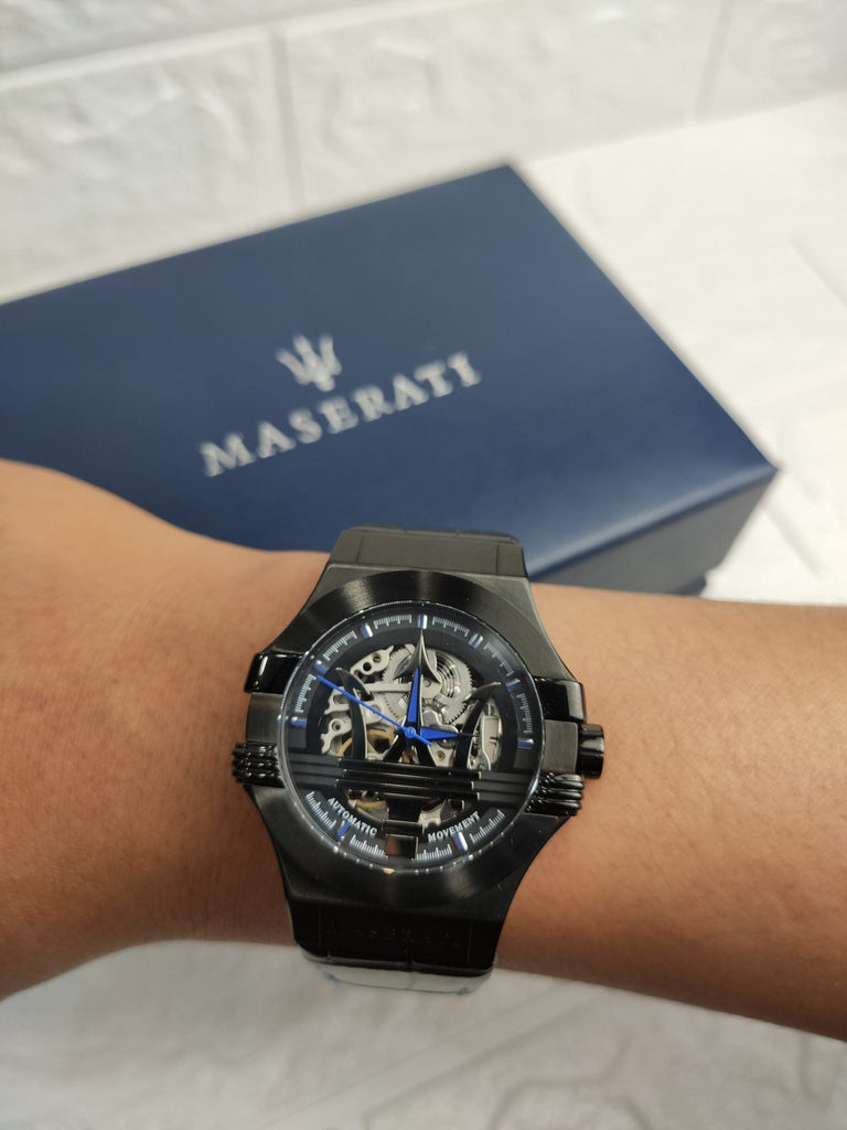 Maserati Potenza Automatic Black Dial Black Leather Strap Watch For Men - R8821108009 Buy Now By Maserati