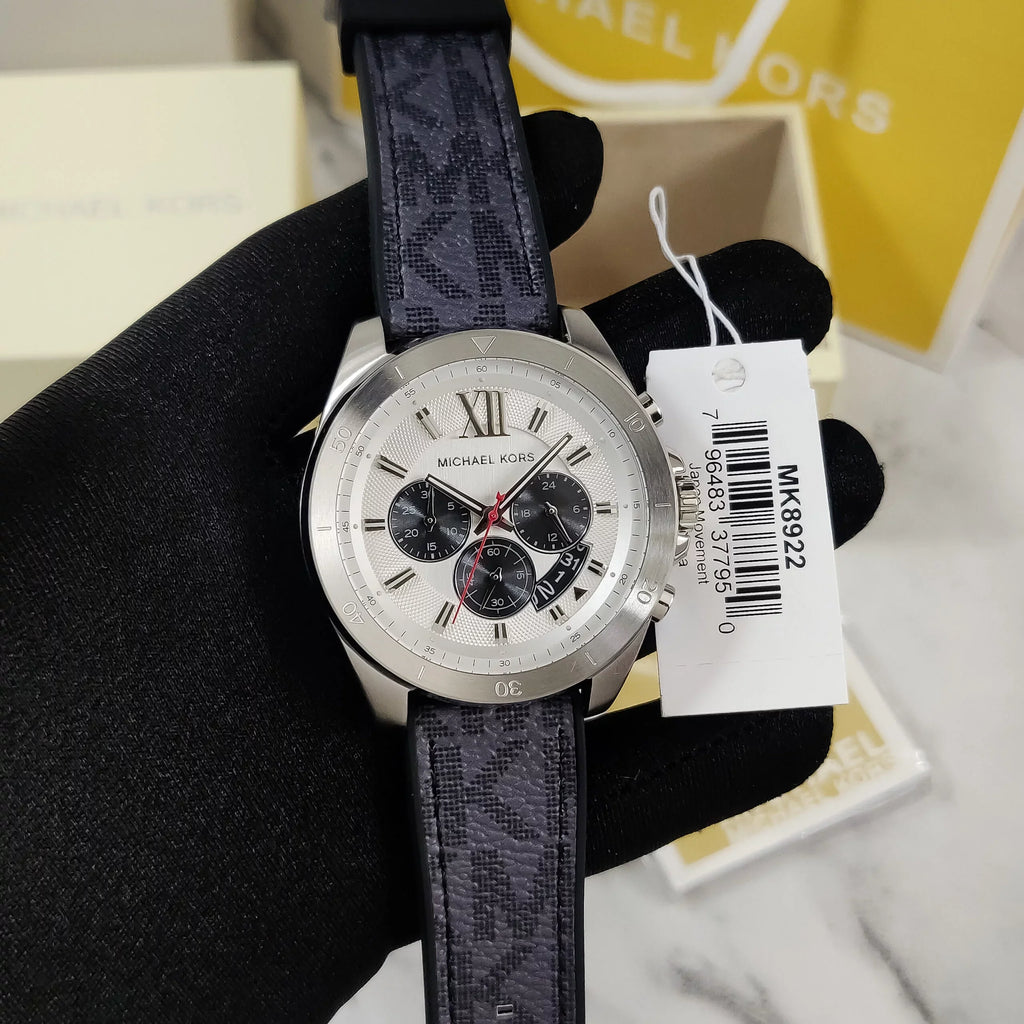 Michael Kors Brecken Chronograph Silver Dial Grey Leather Strap Watch For Men - MK8922 Buy Now By Michael Kors