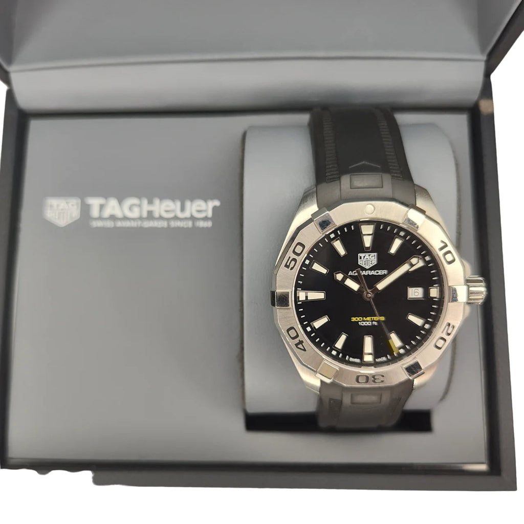 Tag Heuer Aquaracer Quartz Black Dial Black Rubber Strap Watch for Men - WBD1110.FT8021 Buy Now By Tag Heuer