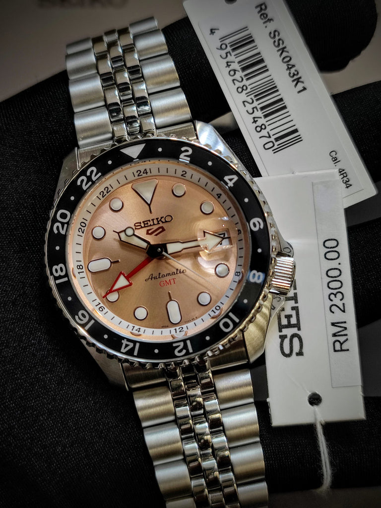 Seiko 5 Sports GMT Thong Sia Limited Edition Brown Dial Silver Steel Strap Watch for Men - SSK043K1 Buy Now By Seiko